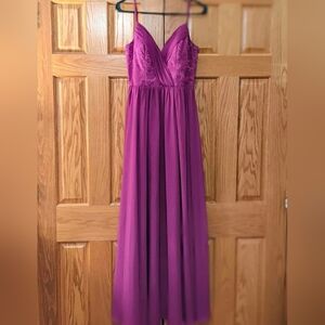 Azazie Bridesmaid Full Length Orchid Lace Dress Size 10